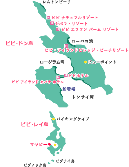 ピピ島のマップ